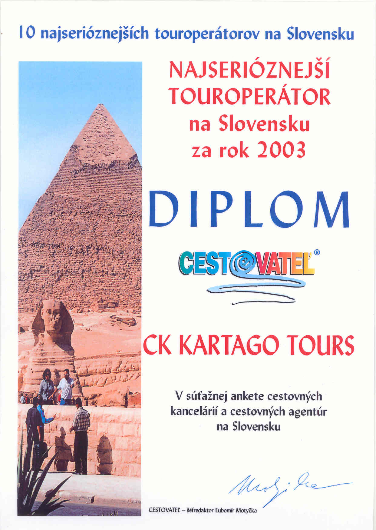 Ocenenie za rok 2003