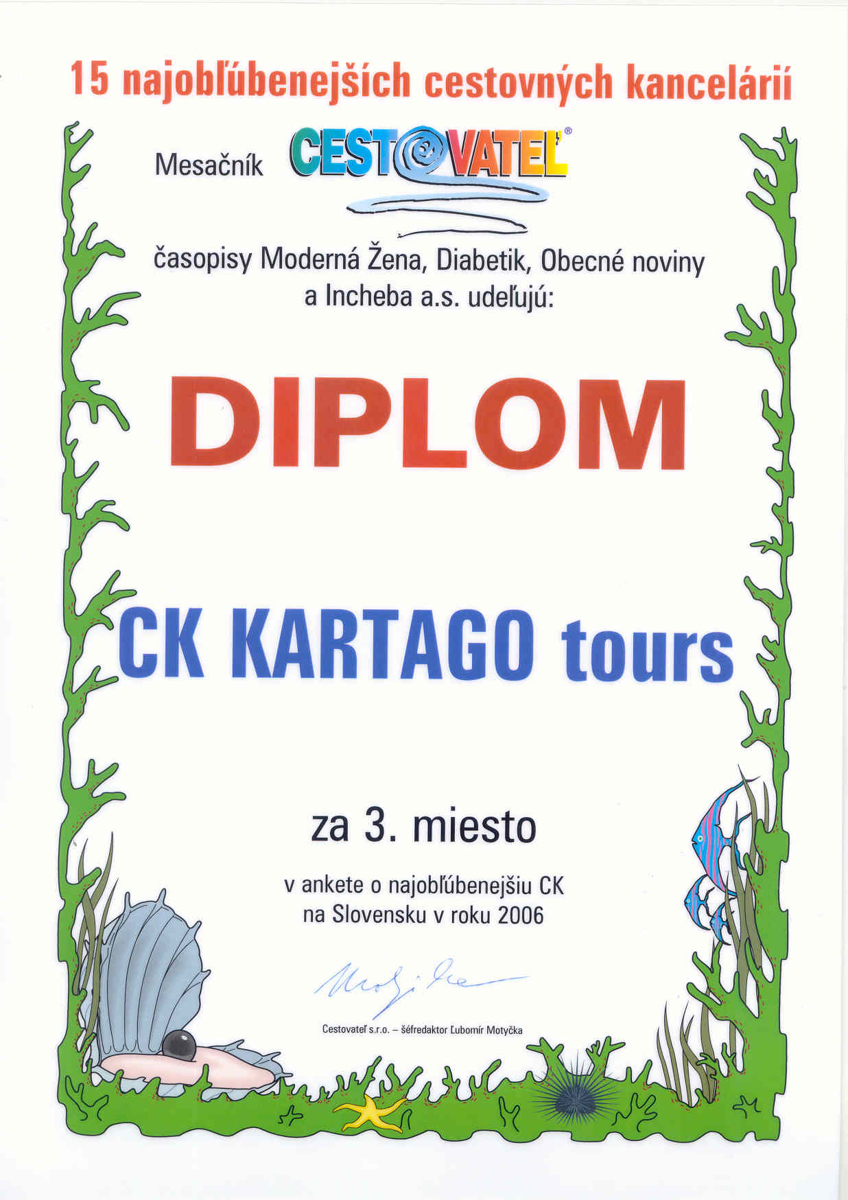 Ocenenie za rok 2006