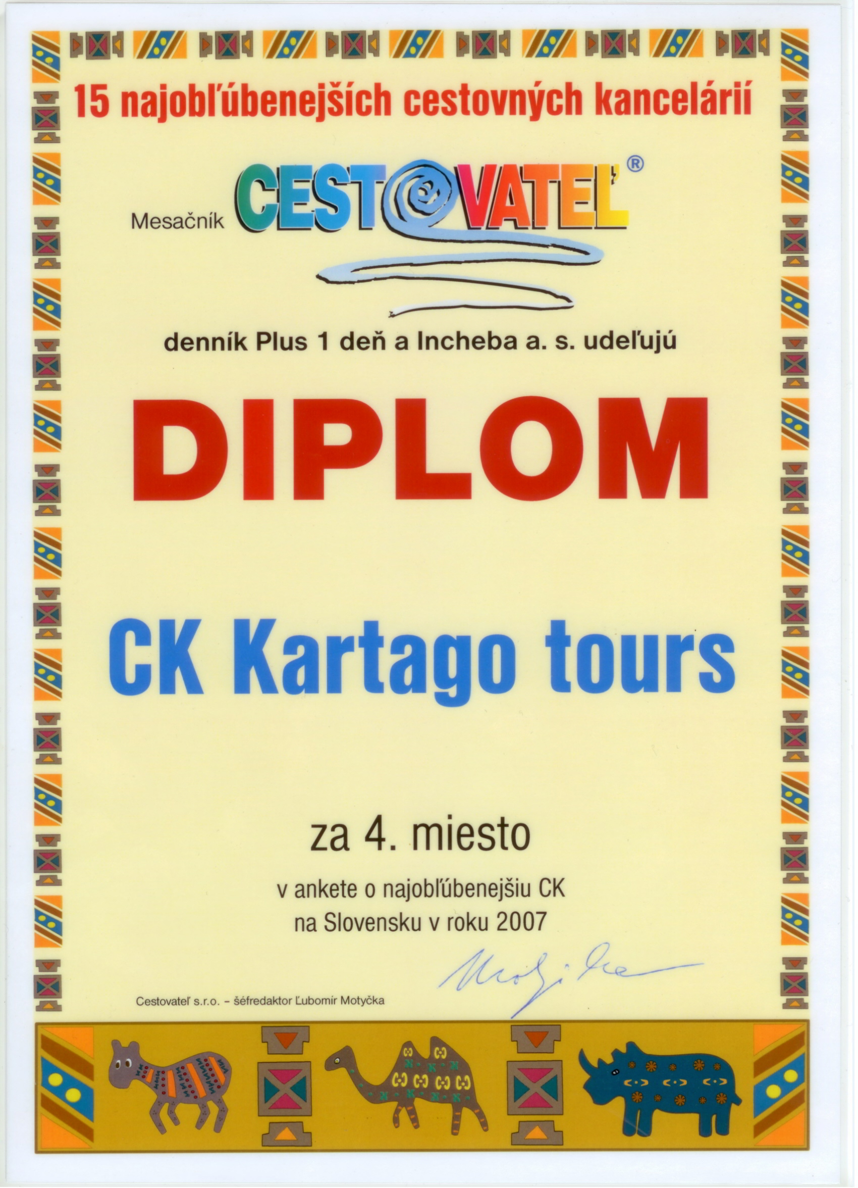 Ocenenie za rok 2007