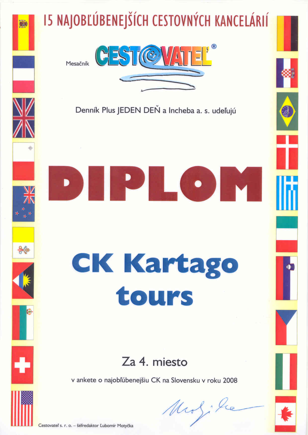 Ocenenie za rok 2008