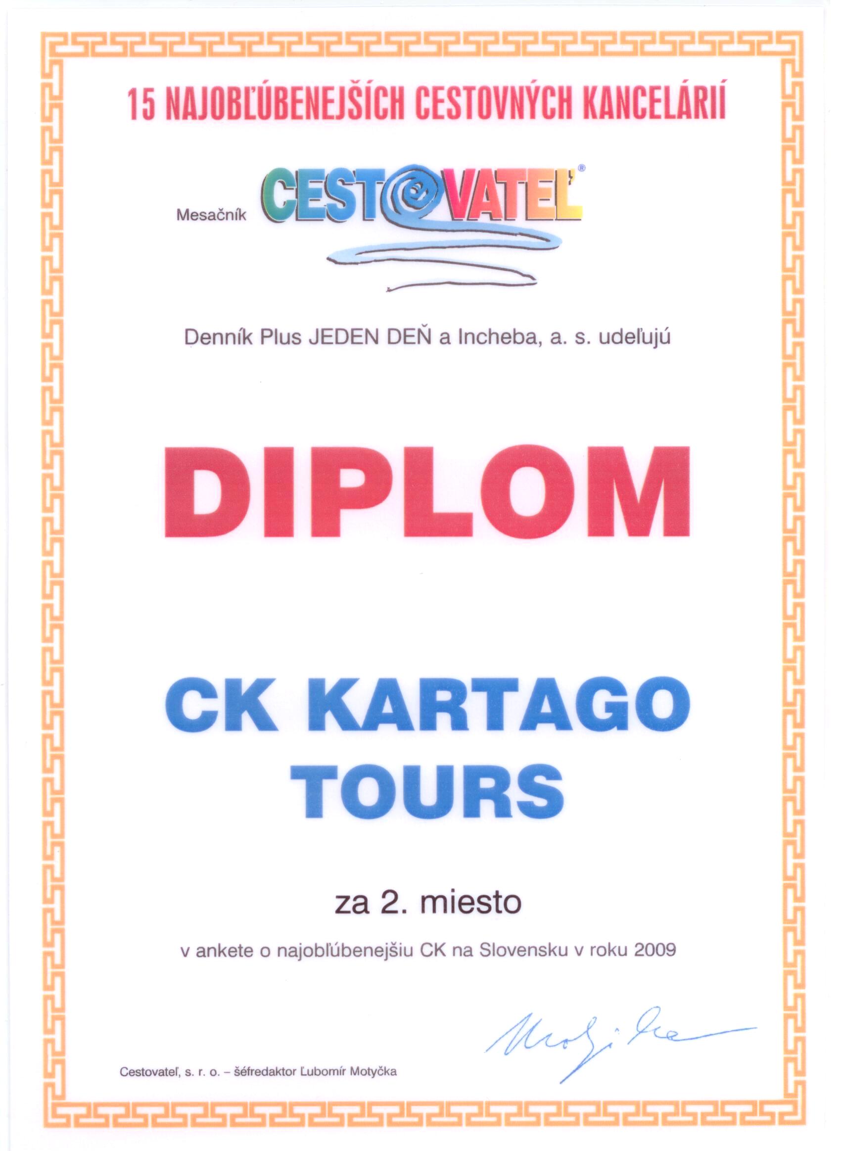 Ocenenie za rok 2009