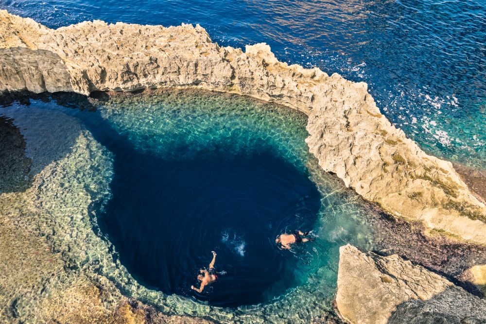 Jazierko Blue Hole, ostrov Gozo