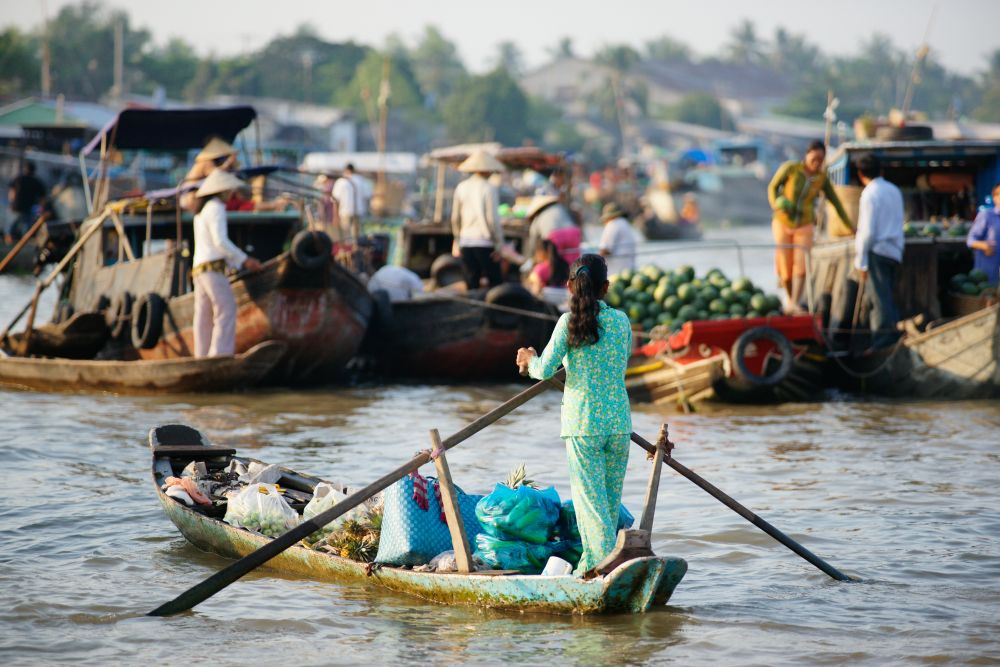 Plávajúce trhy v delte Mekongu