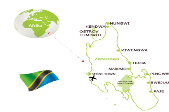 Mapa Zanzibaru