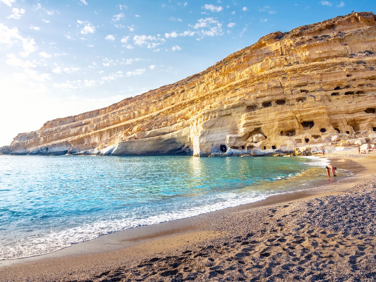 pláž Matala na Kréte