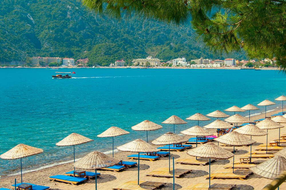 Pláže v Marmaris, Turecko Pláže v Marmaris, Turecko